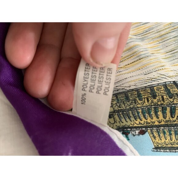 Vtg ITALY Bold Purple SOUVENIR SCARF Pisa Firenze FLORENCE Leaning Tower 29 x 30 - Picture 8 of 12